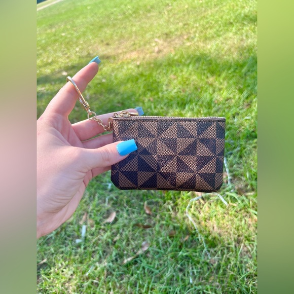 Brown checkered coin pouch BNWT - Picture 5 of 5